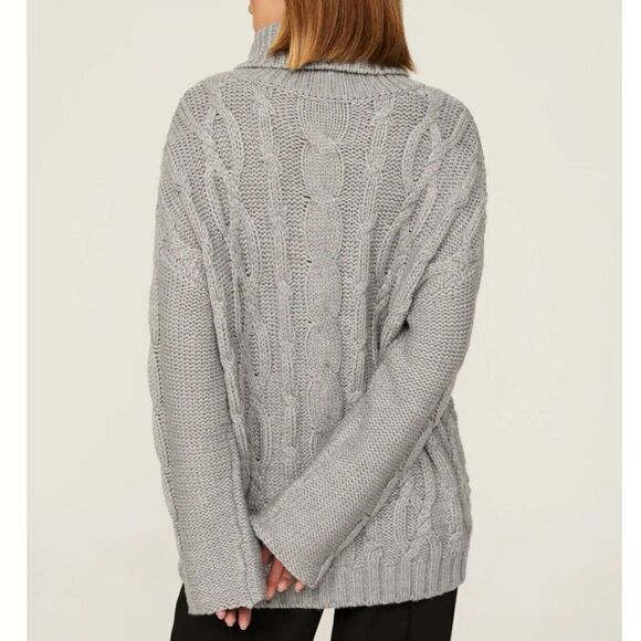 MARINA MOSCONE Sweater Women Medium Gray Oversized Turtleneck Pullover - Picture 2 of 14